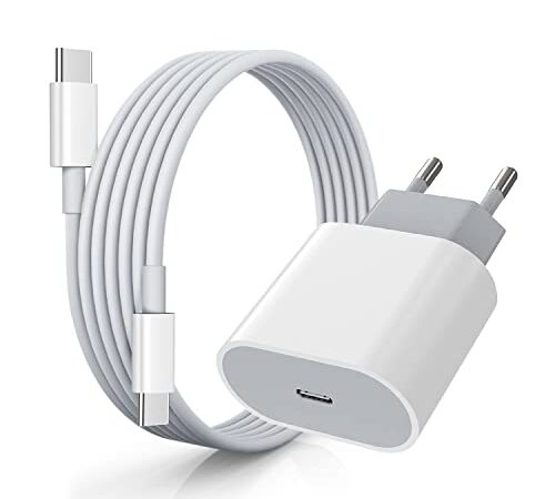 20W PD Cargador USB C, Carga Rápida Power Delivery con 6.6ft USB C Cargador Adaptador Compatible con iPad Pro 12.9/11 inch 2021/2020/2018,iPad Air 4th 2020,iPad Mini 6th,Google Pixel 5/4/3XL,Huawei