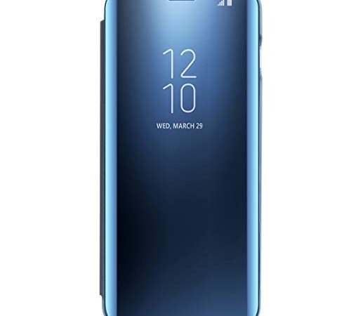 AICase Funda para Samsung Galaxy S10,Samsung Clear View Cover Flip Cover Carcasa,Soporte Plegable,Case de Teléfono para Samsung Galaxy S10 (Azul)