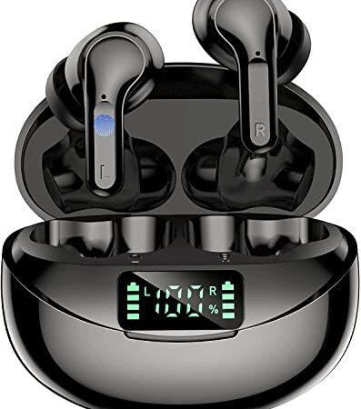 Auriculares Bluetooth Inalámbricos, 5.1 Auriculares Inalámbricos In-Ear, Control Táctil, Carga Rápida, Tiempo De Reproducción De 32 Horas, Sonido Estéreo HiFi, Graves Profundos y Micrófono Integrado