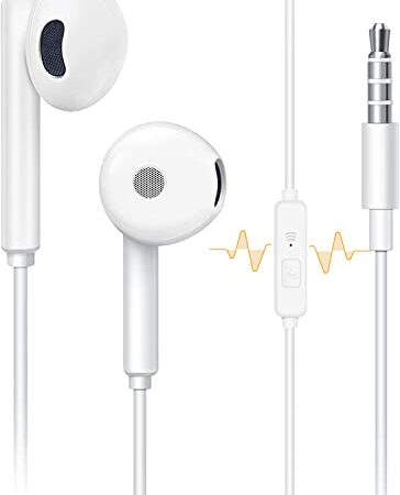 Auriculares con Cable con Micrófono , Aislamiento de Ruido, Adecuados para Teléfonos Móviles, Tabletas, Mp3 y Otros Dispositivos de Audio de 3,5 mm