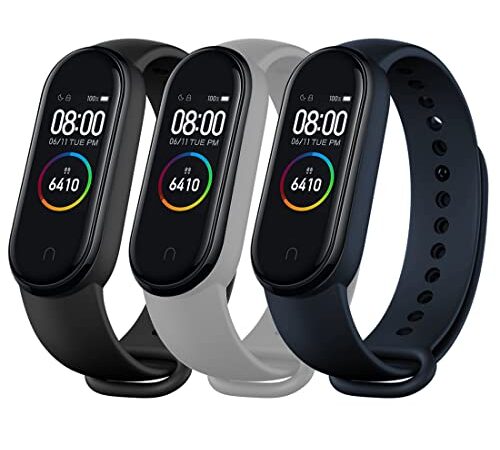 Correa Xiaomi Mi Band 4, Superpow 3 Piezas Correas para Xiaomi Mi Band 3, Pulsera xiaomi mi band 4 / Xiaomi band 3 Correa de Repuesto Suave, Transpirable, Resistente al Sudor (negro/gris/azul marino)