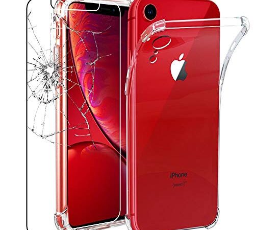 ebestStar - Funda Compatible con iPhone XR, Transparente + Cristal Templado Protector Pantalla [NB: Leer descripción] [Aparato: 150.9 x 75.7 x 8.3mm, 6.1'']