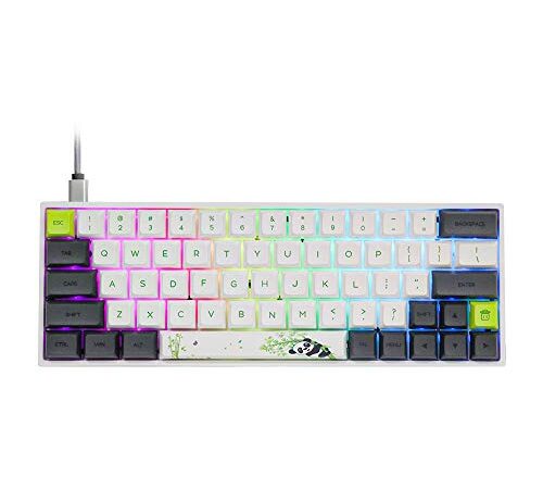 EPOMAKER SKYLOONG SK64 64 Keys Hot Swappable Mechanical Keyboard with RGB Backlit, PBT Keycaps, Arrow Keys for Win/Mac/Gaming (Gateron Optical Yellow, Panda)