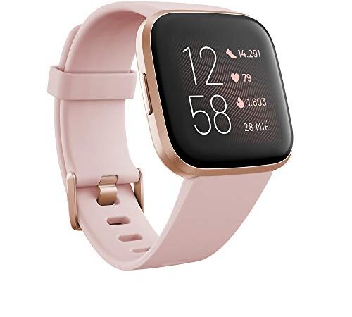 Fitbit Versa 2, Smartwatch con control por voz, puntuación del sueño y música, batería de +4 días