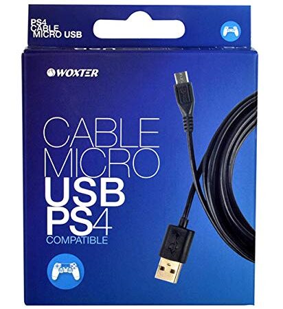 FR-TEC - Cable de carga para mando, compatible con Playstation 4, micro USB a USB