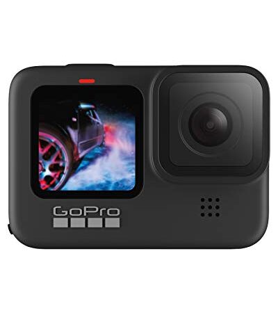 GoPro HERO9 - Cámara deportiva impermeable con pantalla LCD frontal y pantalla táctil trasera, vídeo 5K Ultra HD, fotos de 20 MP, transmisión en vivo de 1080p, cámara web, estabilización, negra