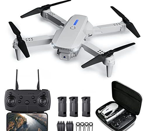 Hilldow D11-PRO Mini Drone con Camara 1080P HD, App WiFi FPV Plegable Drone Quadcopter con 3 Baterías, Modo Sin Cabeza, Un Botón de Despegue y Aterrizaje, Drone RC para Adultos/Niños Gris