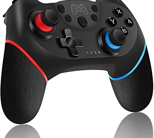 Mando inalámbrico Bluetooth, función Turbo Ajustable, Eje giroscópico Doble, Joystick 3D de Alta precisión, Compatible con Nintendo Switch (Rojo)