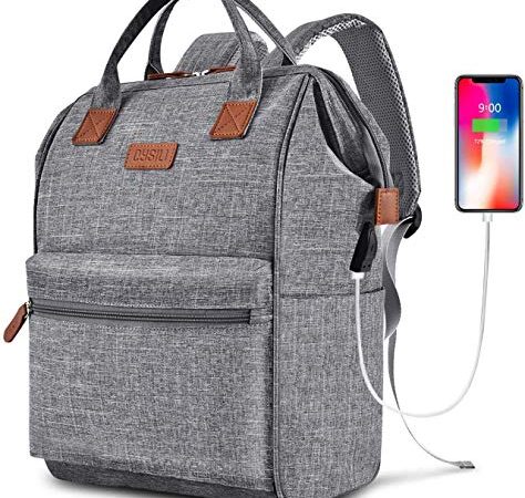 marcello Mochila Unisex para Ordenador Portátil, Mochila Antirrobo Impermeable, Mochila para Computadora Portátil con USB, Elegante Mochila para Viaje, Negocio, Mujere, Hombre (15,6 Pulgadas, Gris)