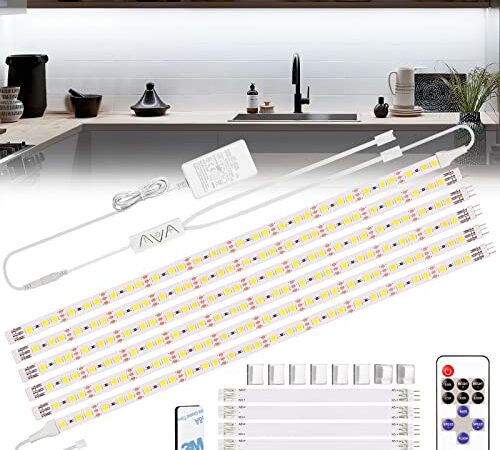 Tira LED Blanca Frio 3m, Enteenly para Debajo de Los Armarios, Kit de Luz Led con Mando a Distancia para Vitrina, Cocina, Escritorio, Estantería, Armario, Iluminación de Fondo, 6500K