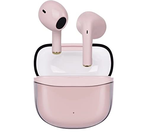 Ture Wireless Earbuds, In-Ear Headphones, Mini Wireless Earbuds with Mini Charging Case, Built-in Mics with Deep Bass, BT 5.1, USB-C Charging【Pink】