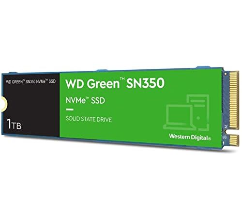 WD Green SN350 1 TB, NVMe SSD - Gen3 PCIe, QLC, M.2 2280, con 3,200 MB/s de velocidad de lectura