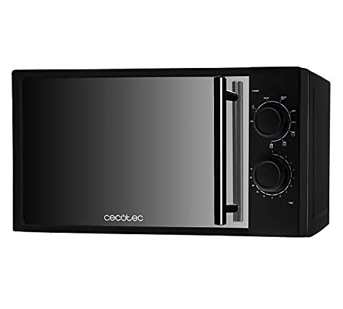 Cecotec Microondas All Black Grill. 700 W de Potencia, Capacidad de 20l, Grill de 900 W, 9 Niveles Funcionamiento, Temporizador 30 min, Modo Descongelar, Acabado Negro