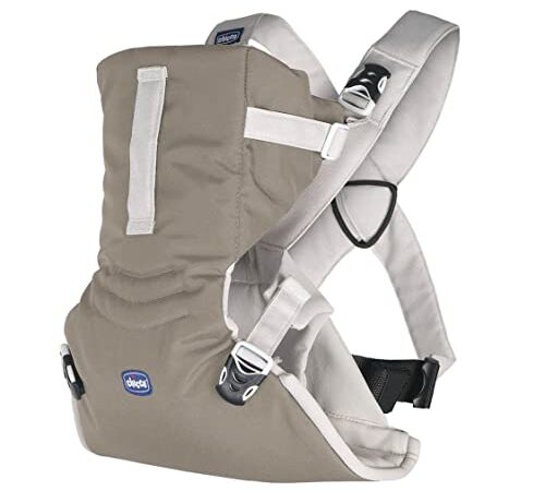 Chicco EasyFit Portabebés Ergonómico de 0 Meses a 9 kg, Mochila Bebé Fácil de Usar para Llevar el Bebé Mirando hacia los Padres, Mochila Portabebés con Sujeción para Cabeza y Cuello, (Dark Beige)