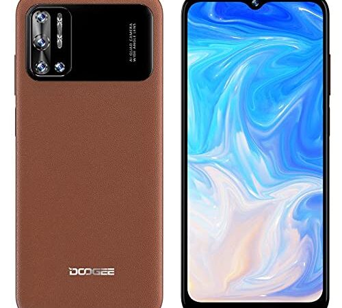 DOOGEE N40 Pro Android 11 Móvil Libres 4G, Helio P60 Octa-Core 6GB+128GB, 6.52'' HD+ Teléfono, Batería 6380mAh, Cámara Trasera Cuatro 20MP, Cámara Frontal 16MP, Huella Digital Dual SIM GPS Marrón