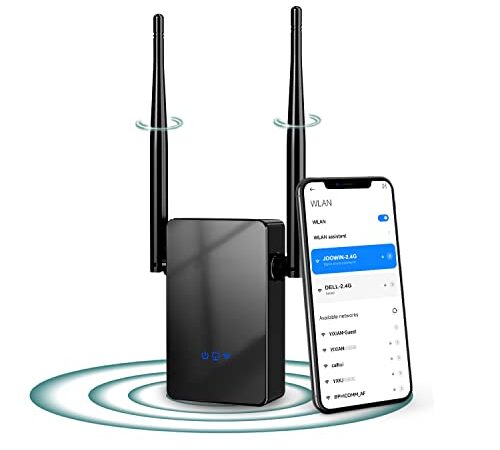 Fonowt Repetidor WiFi 2.4GHz Amplificador Señal WiFi 300Mbps Extensor de Red WiFi Inalámbrico WiFi Extender Compatible 4 Modo,WiFi Repeater WiFi Booster con 2 * 5 dBi Antenas y WPS