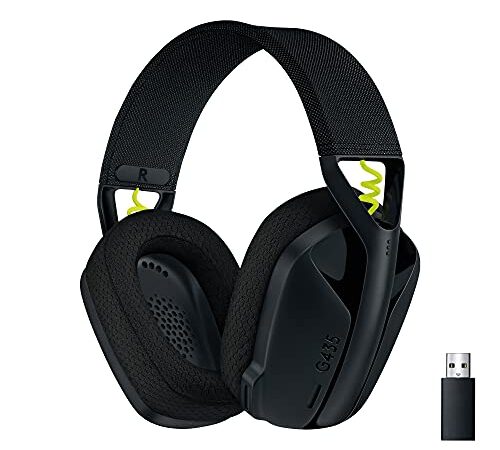 Logitech G435 Auriculares Inalámbricos LIGHTSPEED para Gaming, Ligeros, micrófono integrado, Batería de 18 horas, Compatibles con Dolby Atmos, Bluetooth, PC, PS4, PS5, Móvil, Nintendo Switch - Negro