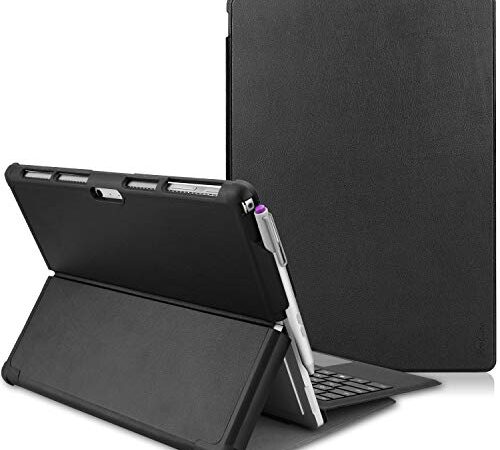 ProCase Funda Folio para Surface Pro 7/Pro 7 Plus/Pro 6/Pro 2017/Pro 4/ Pro LTE, Carcasa Tipo Libro Delgada Dura con Soporte y Portalápiz Incorporado, Compatible con Microsoft Funda con Teclado –Negro