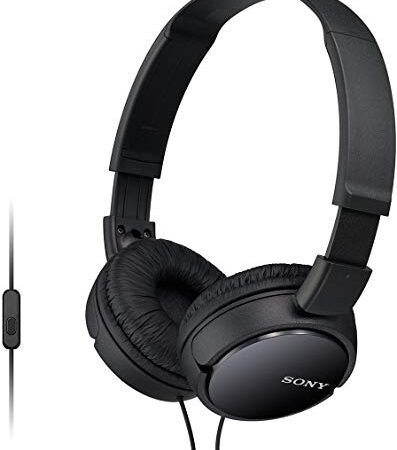 Sony MDR-ZX110AP- Auriculares para Smartphone (Diadema, Mando de Control, Micrófono, 1000 Mw, Android y Iphone), Negro, 20 X 15 X 3,5 cm