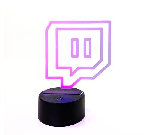 Texto original Lampara Twitch con base | 3D LED| Sistema de cambio de color | Zona gamer | Base con pilas | Luz de noche | Metacrilato 3 mm | Neón twitch para streamers