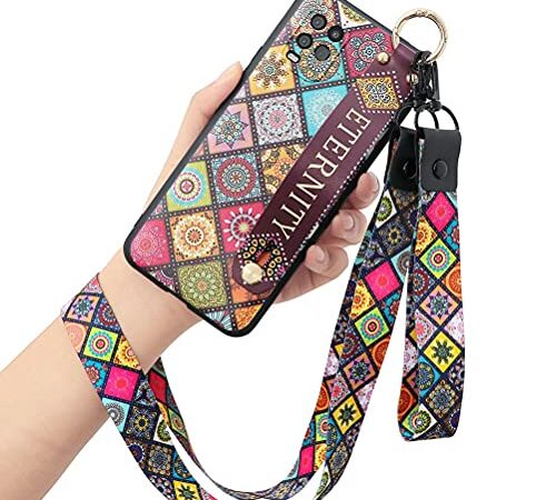 Yoedge Wristband Funda para Xiaomi Mi 8 Lite 6,26 Pulgada Carcasa con Collar, Suave Correa de muñeca Soporte contraportada TPU Siliconae Patrón Antigolpes Protector Funda para Xiaomi 8 Lite, Color