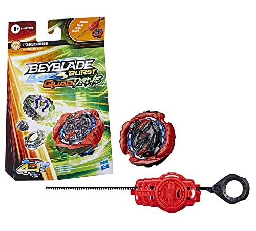 Beyblade Burst QuadDrive - Kit Inicial con Top Cyclone Roktavor R7 Tipo energía/Defensa - Lanzador Incluido