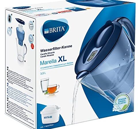 BRITA Marella XL - Jarra de Agua Filtrada con 1 Filtro MAXTRA+, Color Azul, 3.5 litros