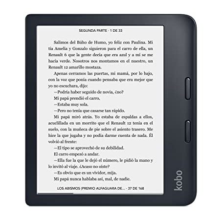 Kobo Libra 2 | eReader | Pantalla 7" táctil Carta EInk antirreflejos | Temperatura del color y brillo ajustables | Reducción luz azul | eBooks y AudioBooks | Memoría 32 GB | Resistente al agua | Negro