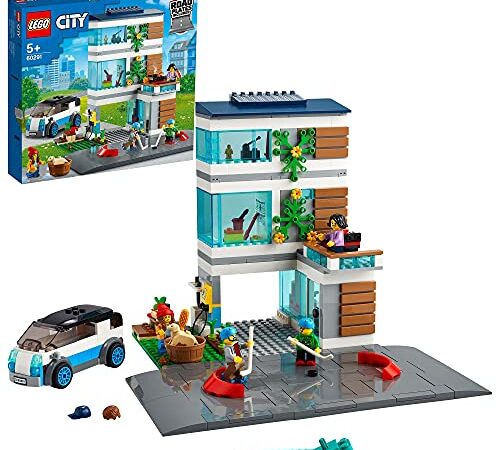 LEGO 60291 City Casa Familiar Casa de Muñecas Moderna con Placas de Carretera, Set de Construcción para Niños y Niñas