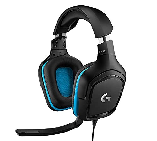 Logitech G432 Auriculares Gaming con Cable, Sonido 7.1 Surround DTS Headphone:X 2.0, Transductores 50mm USB y Jack Audio 3.5mm, Micrófono Volteable, Peso Ligero, PC/Mac/Xbox One/PS4/Switch- Azul/Negro