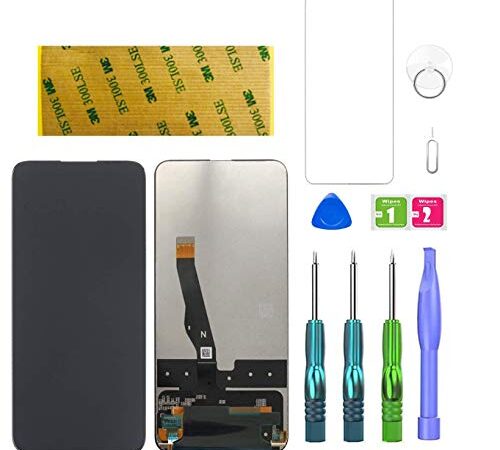 LWMTT Pantalla para Huawei P Smart Z 9X Y9 Prime 2019 Negro, Pantalla LCD Digitalizador + Kit de Herramientas de Reparación Completo + Placa Adhesiva de Vidrio Templado