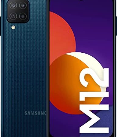 Samsung Smartphone Galaxy M12 con Pantalla Infinity-V TFT LCD de 6,5 Pulgadas, 4 GB de RAM y 128 GB de Memoria Interna Ampliable, Batería de 5000 mAh y Carga rápida Negro (ES Versión)