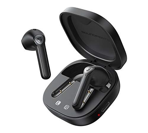 SoundPEATS TrueAir2 Auriculares Inalambricos, Auriculares Bluetooth 5.2 Qualcomm3040 aptX TrueWireless Mirroring, 4-Micrófonos Cancelación de Ruido CVC Llamadas Alaras, Diseño Semi-in-Ear, 25 Horas