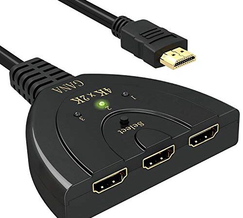 HDMI Switch 4K | GANA 3 Entradas 1 Salida Switch HDMI Splitter Soportes Full HD 4K 3D Duplicador HDMI Conmutador para HDTV/Xbox/PS3/4 /Apple TV/Fire Stick/BLU-Ray DVD-Player Selectores de Audio V¨ªdeo