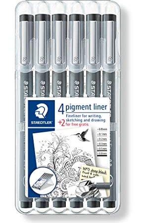 Staedtler 308 SB6P. Rotuladores Fineliner Pigment Liner. Estuche con 6 unidades.