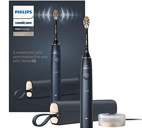 Philips Sonicare Prestige 9900 - Cepillo dental eléctrico sónico con SenseIQ (cabezal todo en uno, App con Inteligencia Artificial) azul