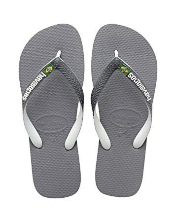 Havaianas Brasil Mix, Chanclas Unisex Adulto, Steel Grey/White/White, 43/44 EU