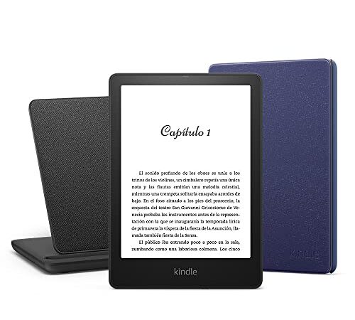 Kindle Paperwhite Signature Essentials Bundle con Kindle Paperwhite Signature Edition (32 GB, sin publicidad), Funda de Piel de Amazon y Base de Carga Inalámbrica Made for Amazon