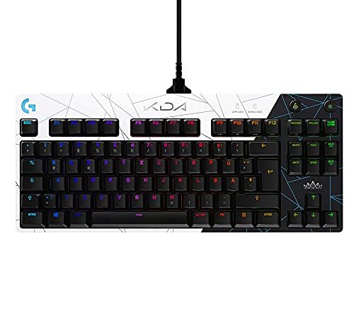 Logitech G Pro K/DA Teclado mecánico para Gaming, League of Legends, Disposición QWERTZ Alemán - Negro/Blanco