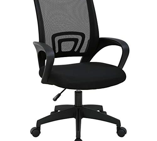 T-LoVendo TLV-AM-H03-BLACK Silla de Oficina con Soporte Lumbar, Negro, Normal