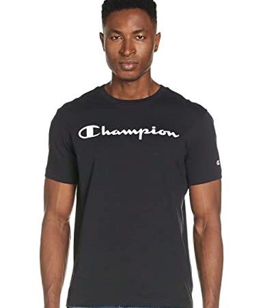 Champion Legacy Classic Logo S/S Camiseta, Hombre, Negro, S