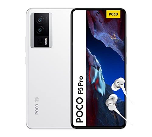 POCO F5 Pro 5G - Smartphone de 8+256GB, Pantalla de 6.67” 120Hz WQHD+ AMOLED, Snapdragon 8+ Gen 1, Triple Camara 64MP con OIS , 5160mAh, NFC, Blanco (Versión ES + 3 años de garantía)